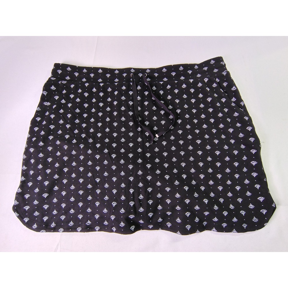 Croft & Barrow Womens XXL Black White Medallion Print Cotton Skort Drawstring